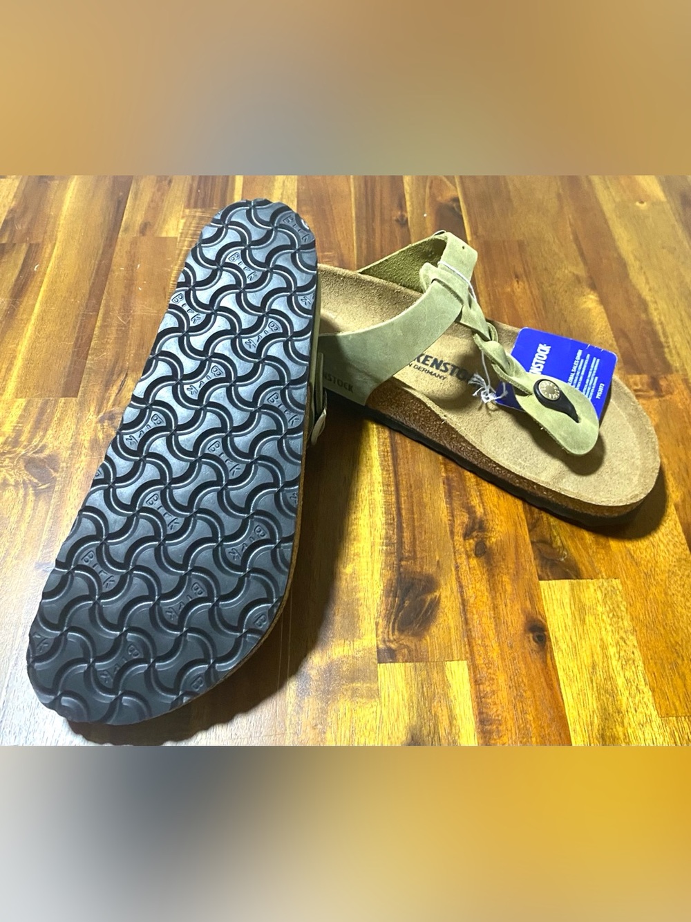 Birkenstock Olive Green Braided Thong Sandals - Picture 2 of 4
